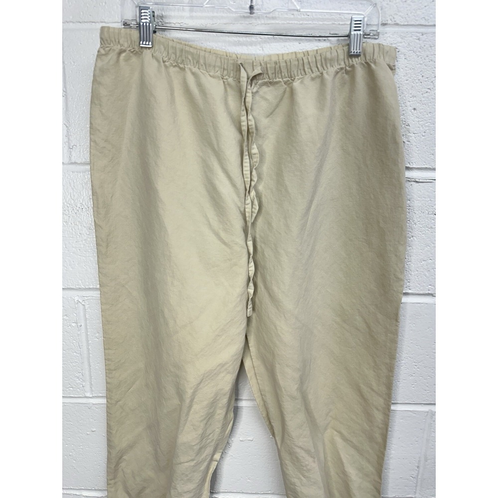 Silkland Silk & Linen Beige Relaxed Fit Drawstring Waist Pants / Women's Large
